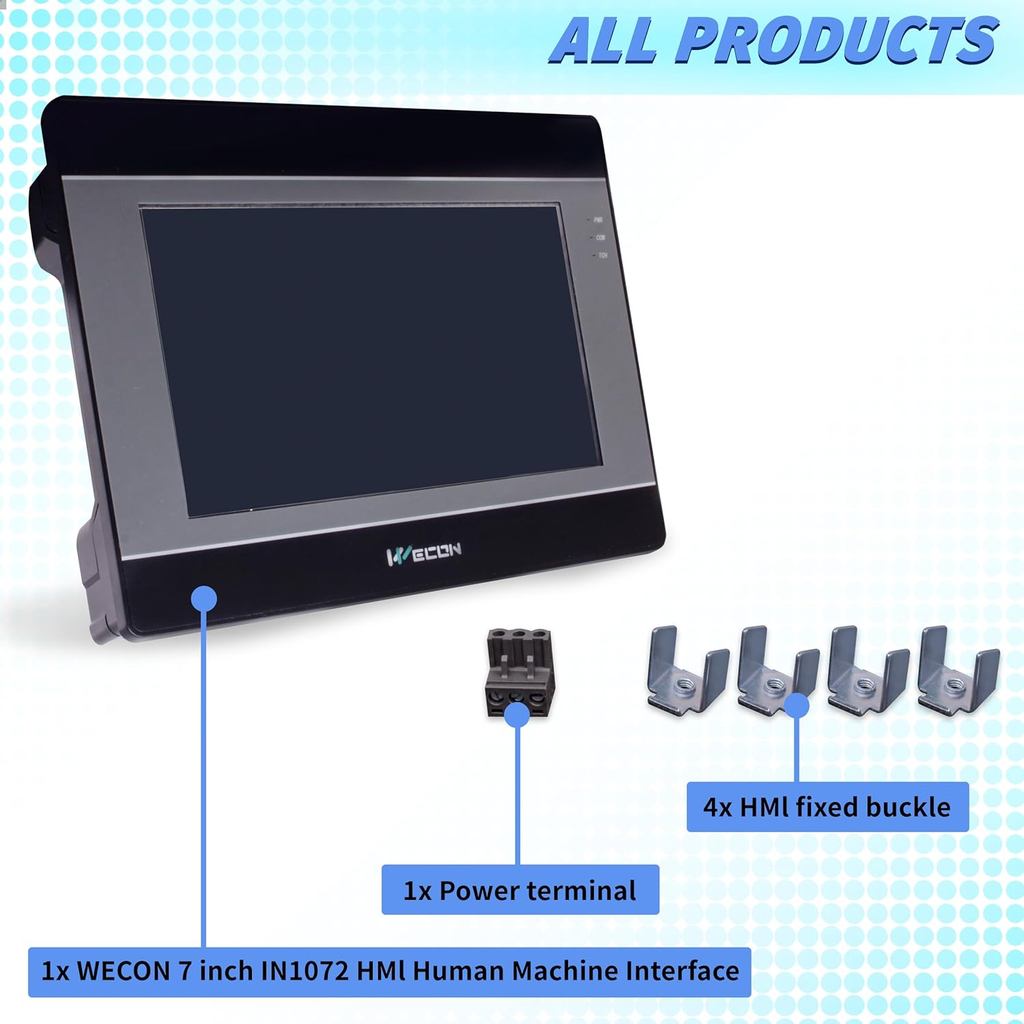 CNCTOPBAOS 7 นิ้ว Wecon IN1072 HMI Human Machine Interface,PI Studio จอแสดงผลอุตสาหกรรมหน้าจอสัมผัส 