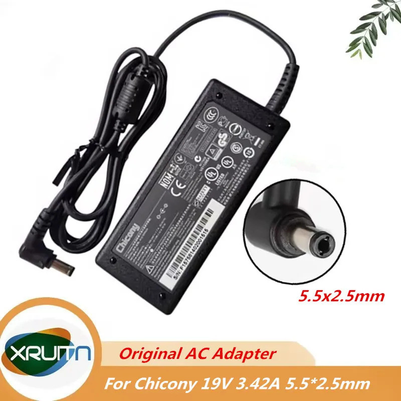 Original Chicony 19V 3.42A 65W 5.5*2.5 มม.แล็ปท็อป AC DC Adapter Charger A18-065N3A A065R184P A065R2