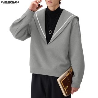 เสื้อเชิ้ตแขนยาวคอปกสีกรมท่าสำหรับผู้ชาย