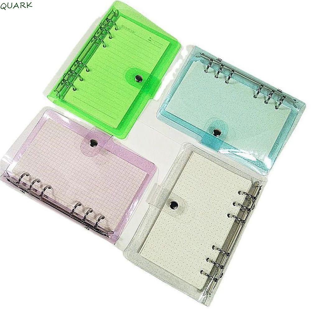 QUARK โน้ตบุ๊คโปร่งใสอุปกรณ์สํานักงาน 6 แหวน Binder Planner ฝาครอบวารสาร A5 A6 A7 โน้ตบุ๊ค Protector