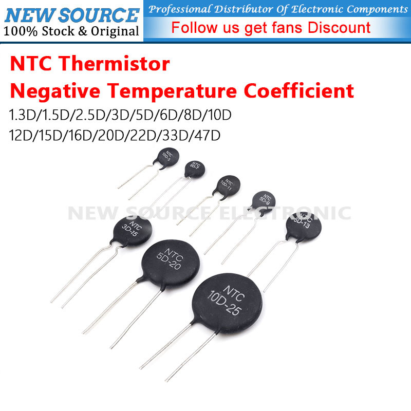 [1-10 ชิ้น] 1.3D NTC Thermistor อุณหภูมิเชิงลบ Coefficient 1.5D/2.5D/3D/5D/6D/8D/10D/12D/15D/16D/20D