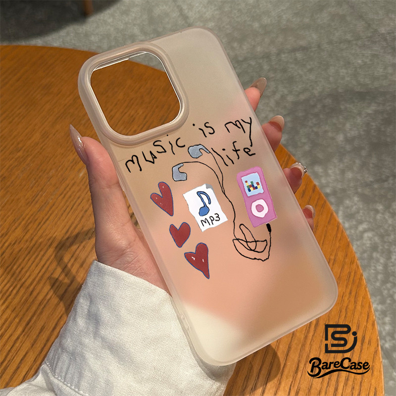 ดนตรีภาพวาดเส้นเรียบง่าย สําหรับ iphone 16 Pro Max  ผิวเคลือบด้าน 17 15 14 XR 13 12 11 8 7 Plus X Xs