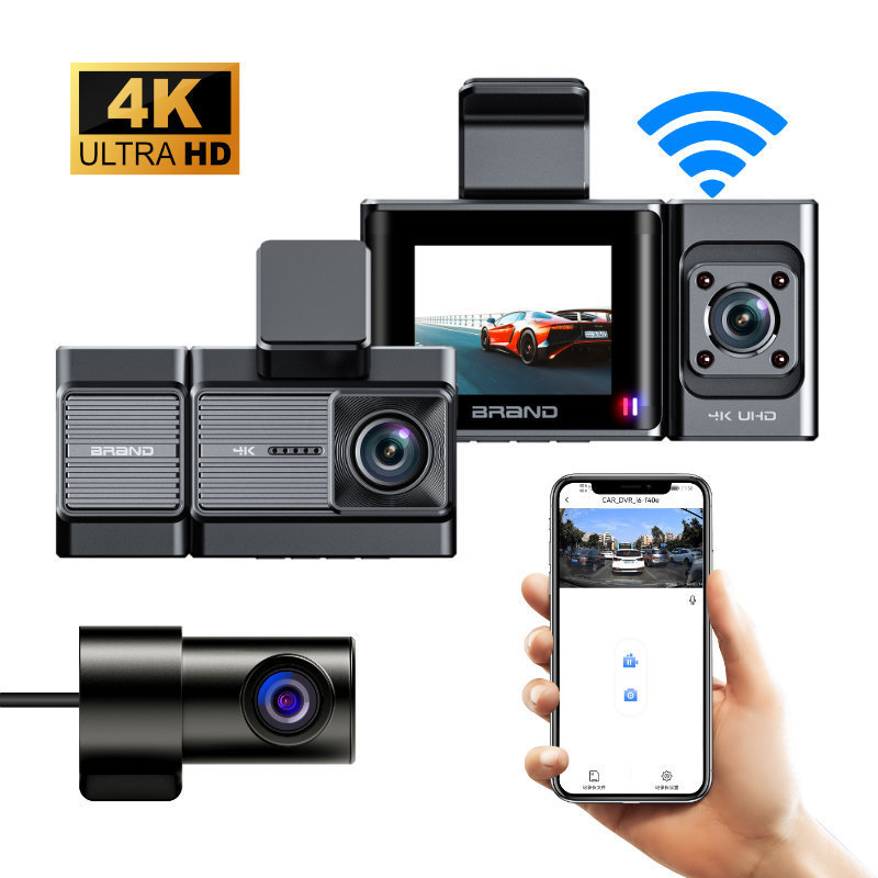 2025 เครื่องบันทึกการขับขี่เลนส์การมองเห็นได้ในเวลากลางคืนแบบสามช่อง 4K + 1 HD 5.8 GWiFi พร้อม gps