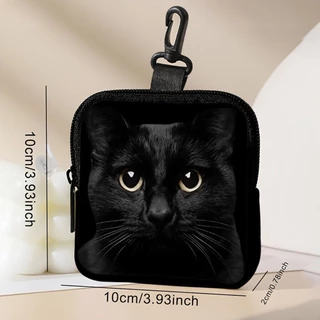 QUIBLO กระเป๋าใส่เหรียญ, Mini Water-resistant Wallet,อินเทรนด์ทนทาน PVC Cat Football Mouse Zipper Storage Bag Friends Gift