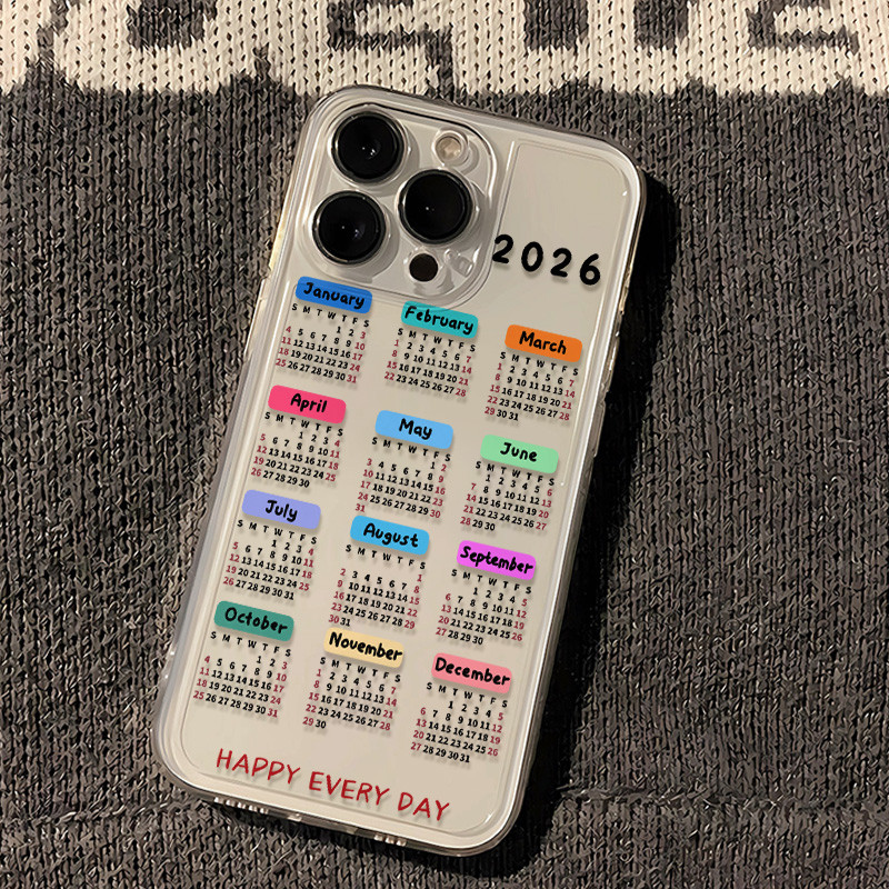 เคสโทรศัพท์แบบใส ลายปฏิทิน กันกระแทก ใช้ได้กับ iPhone 17/13/11/12/14/15 Max/16 Pro/15 Plus/X/XR/7/8 Plus (ZTTKK0557)