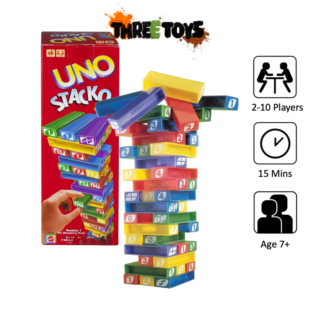 เกมกลยุทธ์ UNO Stacko ขนาดเล็กสําหรับเกมครอบครัวและเพื่อน