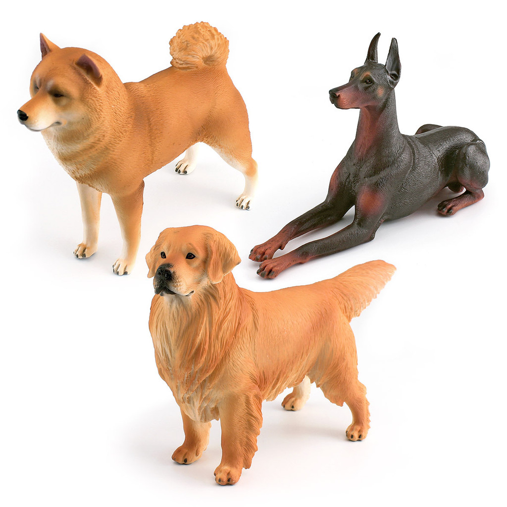 จําลองสัตว์เลี้ยงสุนัขรุ่นขนาดใหญ่ Solid Shiba Inu Golden Retriever Doberman บ้านเดสก์ท็อปตกแต่งเครื่องประดับ 1/9