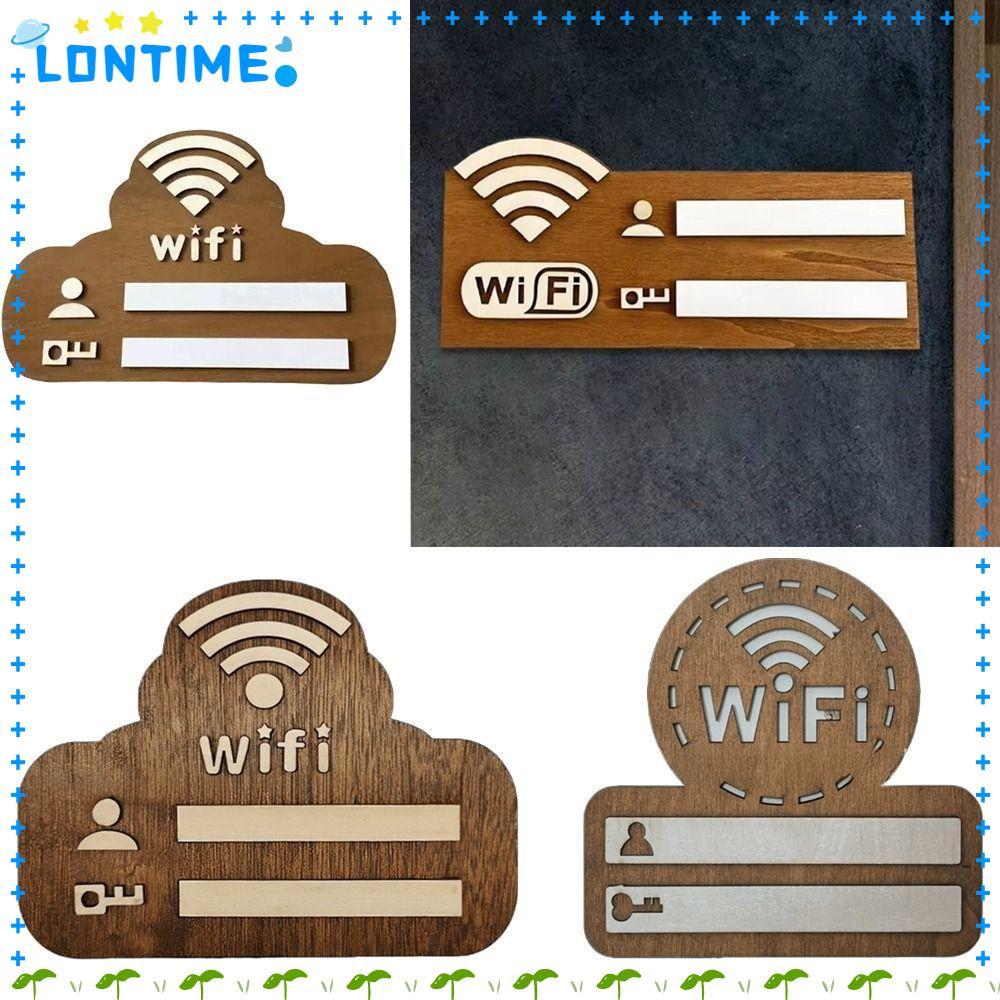 LONTIME WiFi สติ๊กเกอร์ติดผนัง,ป้ายรหัสผ่าน WiFi ไม้เขียนด้วยลายมือ,วินเทจอเนกประสงค์ใช้ติดผนังเขียนได้ตัวบ่งชี้ไร้สายโล่ตกแต่งบ้าน