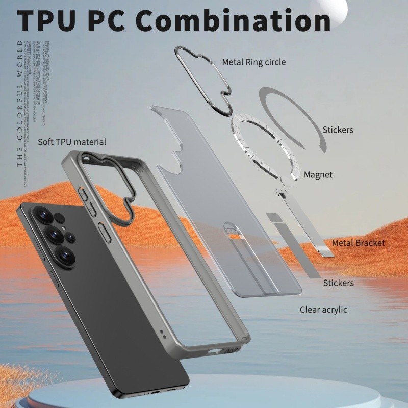 Magnetic Translucent Casing Funda สําหรับ Samsung Galaxy S26 S25 Edge S25 S24 Ultra Plus FE Kickstand Back Case ราคา ถูกที่สุด โปรบีเคเค แกลเลอรีภาพที่ 3