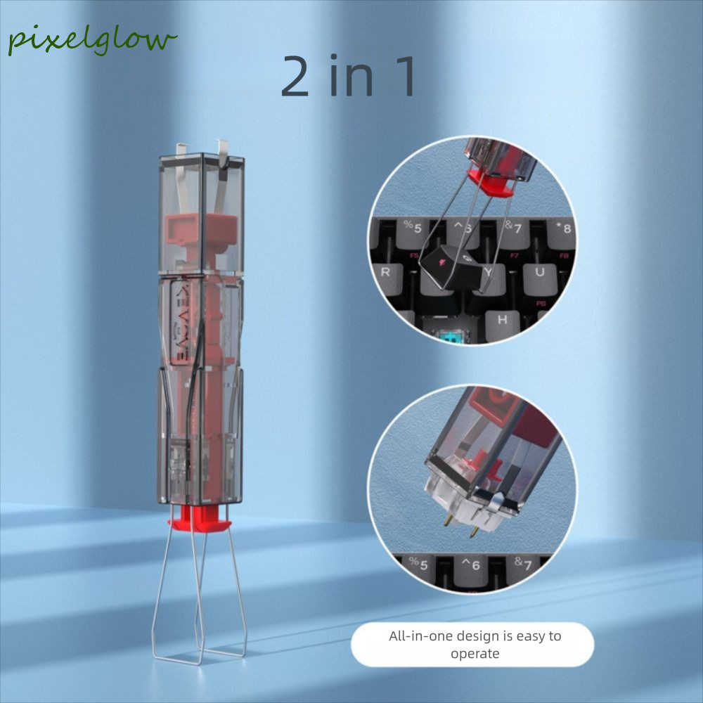 PIXELGLOW Keys Caps Puller, Transparent DIY Keyboard Switch Puller, Keyboard Cleaning Tool Portable 