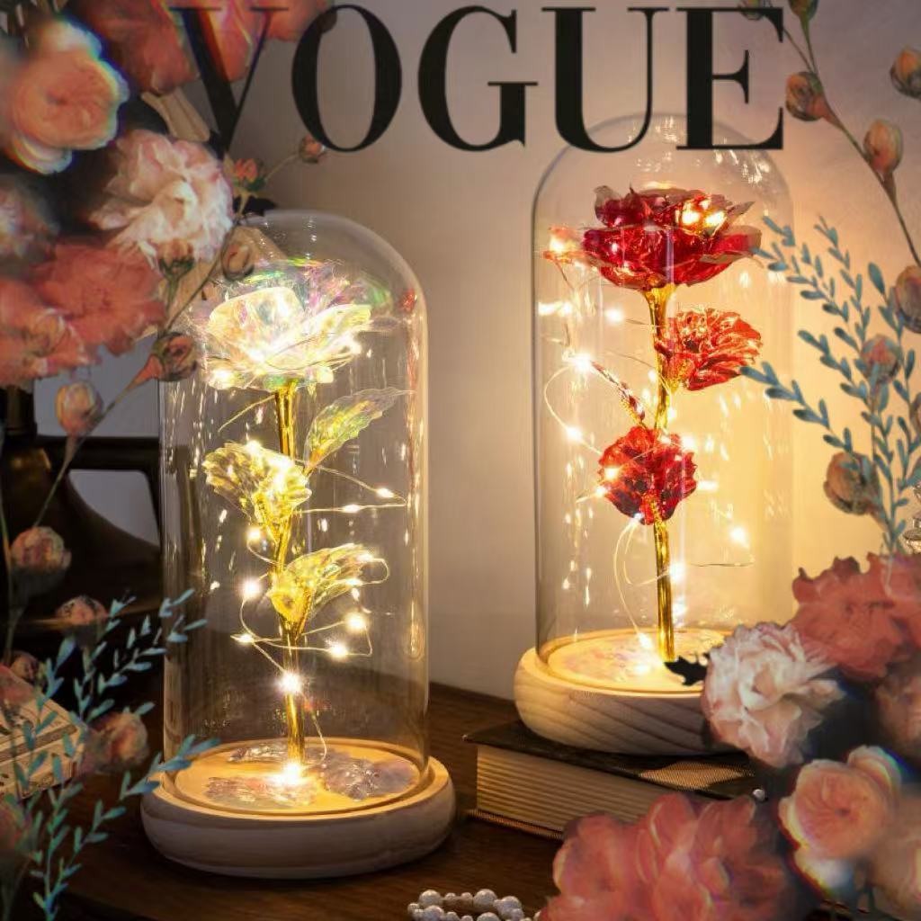 โคมไฟดอกกุหลาบ ตุ๊กตาจุ๊บกัน มีไฟ Led รอบเเก้ว เหมาะกับเป้นของขวัญให้ทุกเทสกาล มีให้เลือกหลากลายสี