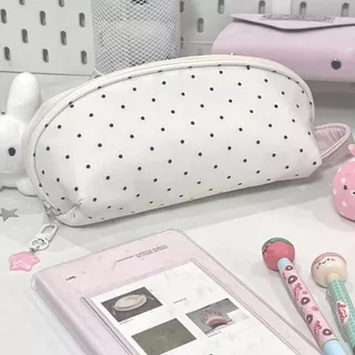 WKPFR893 ดินสอ , Polka Dot กระเป๋าปากกาความจุขนาดใหญ่, กระเป๋าเก็บเครื่องเขียนรูปเปลือกหอยอเนกประสงค์แบบพกพาอุปกรณ์การเรียน