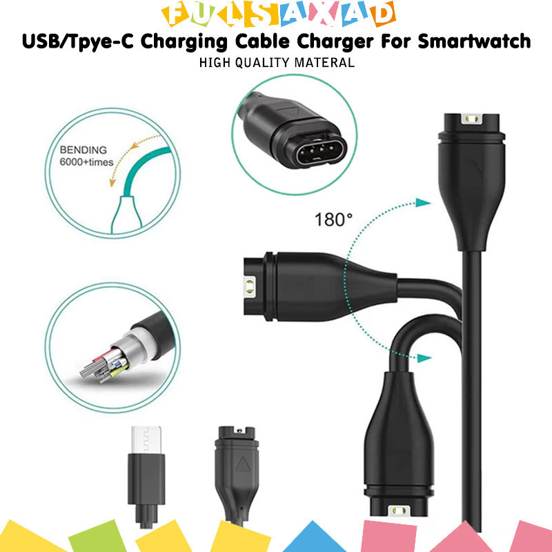 สายชาร์จ USB/Type-C สำหรับนาฬิกา for Garmin Watch Forerunner 165 265 55 570 165 Vivoactive 6 Instinct 3 2 Ven