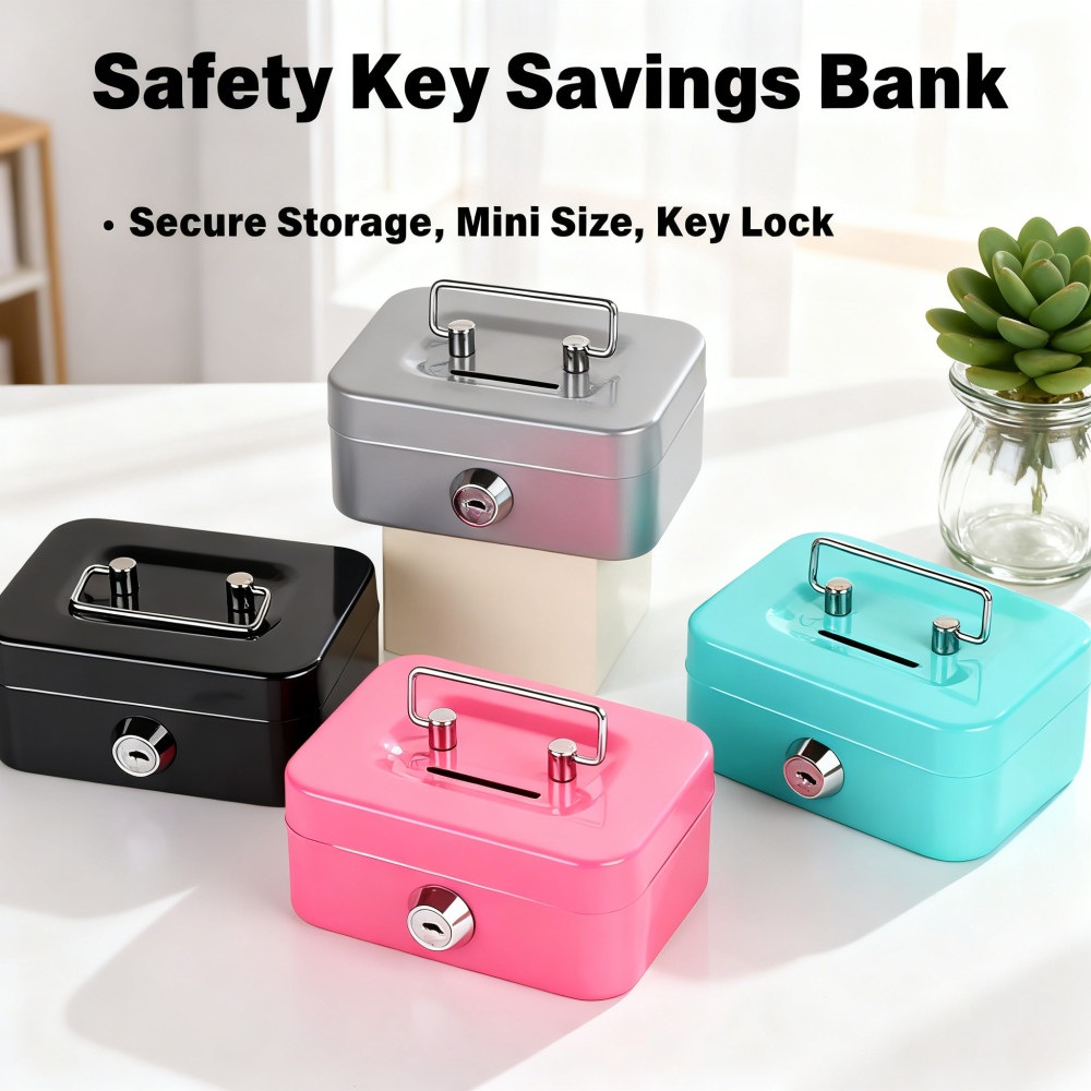 Petty Metal Key Kotak Security Bank Mini Saving Cash Box Storage Coin