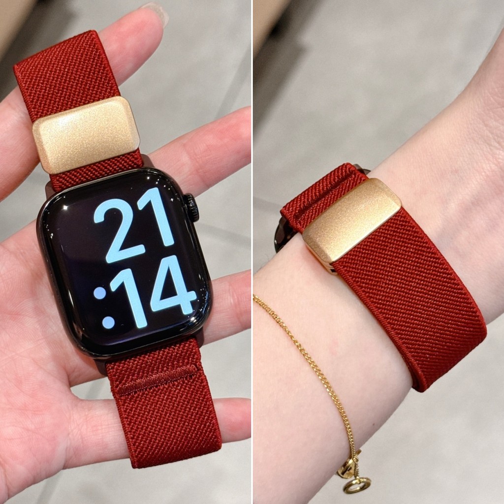 Magnetic Snap สายไนลอนสบายสําหรับ iWatch S11 10 9 8 7 6 5 4 SE3 ULTRA ขนาดเล็กบางสายสํารองสร้อยข้อมือสําหรับ iwatch 49 มม.46 45 44 42 41 40 38 ยืดหยุ่น ราคา ถูกที่สุด ดีลบีเคเค แกลเลอรีภาพที่ 2