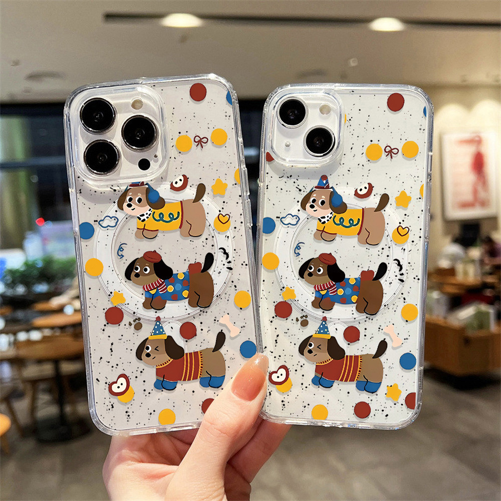 เคสไอโฟน For iPhone 17 11 13 16 12 14 15 Pro Max 13Pro สำหรับ iPhone 11 17Air ลูกสุนัขน่ารัก เคสใสชาร์จไร้สายแบบแม่เหล็ก - รูปที่ 6