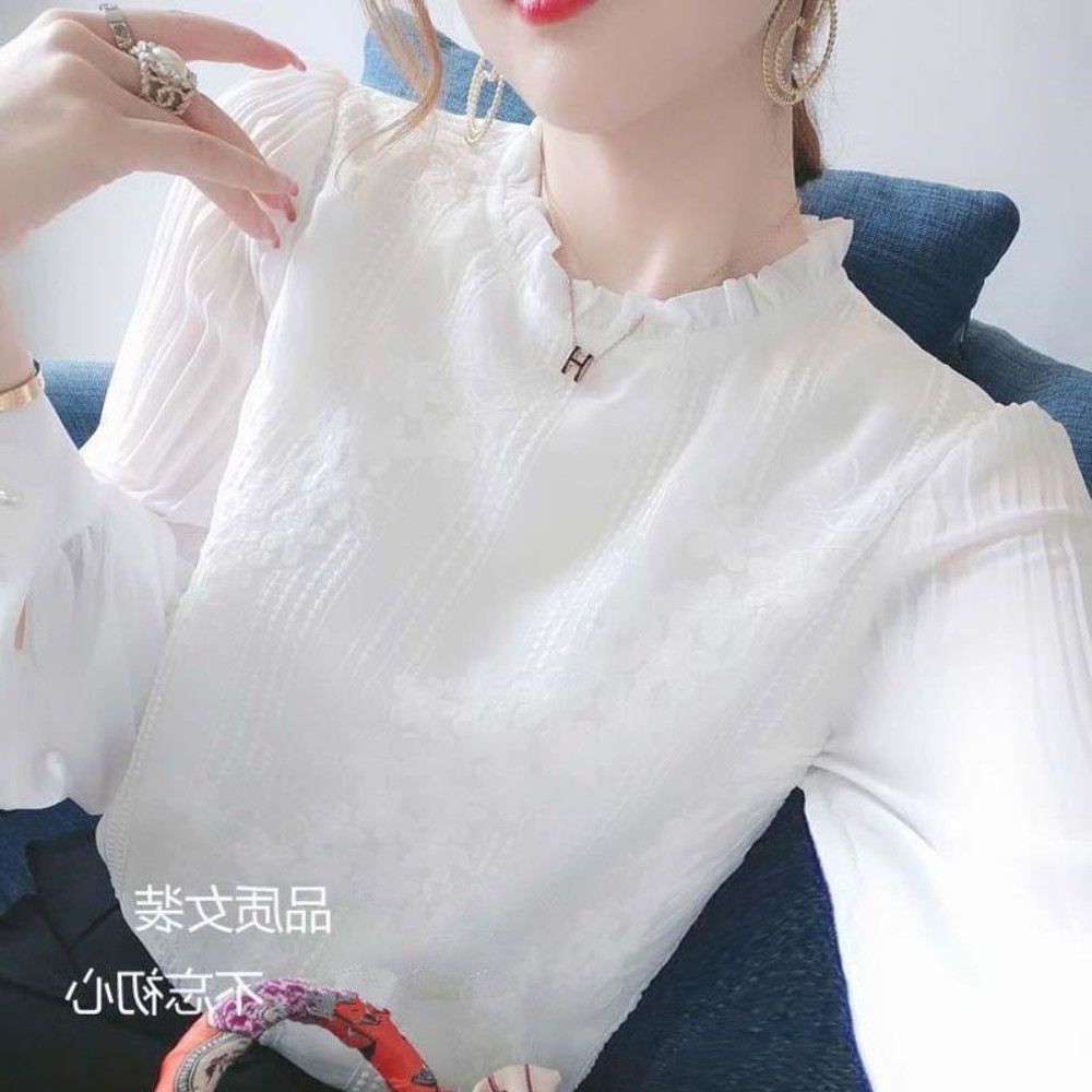เสื้อชีฟองแขนยาวสีทึบ สไตล์เกาหลี ใส่ง่ายทุกวัน