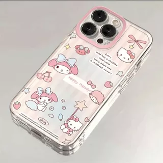 เคสไอโฟน11 ซีรี่ส์การ์ตูนสีชมพู สำหรับ iPhone 15 11 13 17 Pro Max 14 12 Pro Max 7Plus XR X XS Max 8 7 14 15 Plus SE 2020