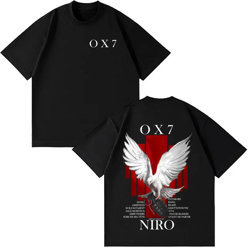 Rapper Niro OX7 Album T-shirt Men Women Clothes Hip Hop Fashion Pop Music T-shirts Male Casual  Vint