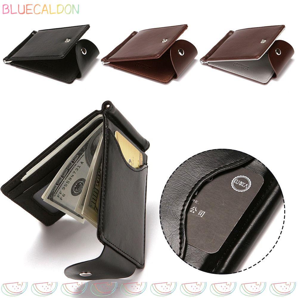 BLUECALDON กระเป๋าสตางค์ผู้ชาย บัตรเครดิต หนัง PU กระเป๋าสตางค์แบบบาง ที่ใส่บัตร ID