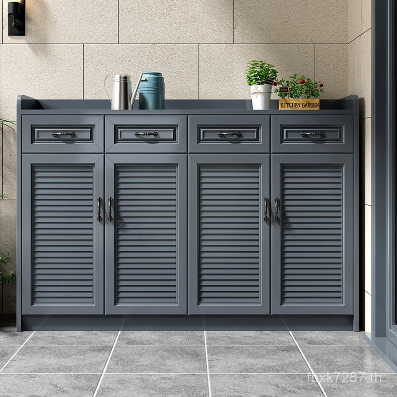 จัดเก็บตู้รองเท้าตู้ลานกลางแจ้งสวน Terrace Daquan อลูมิเนียมความจุกันน้ําประตูเก็บของในครัวเรือน TCX