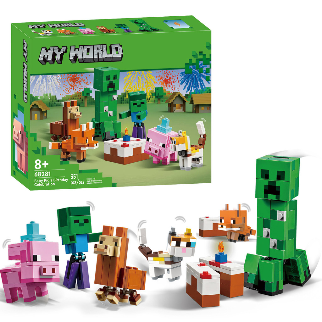 ninjago เลโก้ 2025 สินค้าใหม่เข้ากันได้เลโก้21281 มายคราฟ หมูงานเลี้ยงวันเกิดอาคารบล็อกของเล่นเด็กขอ