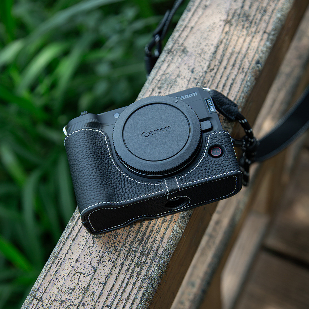 พร้อมสต็อกจัดส่งที่รวดเร็ว เหมาะสําหรับซองหนัง Canon EOS r50v Canon r50v เคสป้องกันกล้องหนังวัวชั้นแ