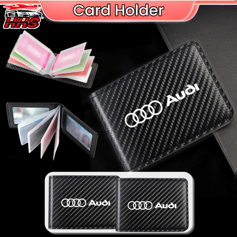 Audi Business Card Holder กระเป๋าสตางค์ Multi-Card คาร์บอนไฟเบอร์กรณีขับรถใบอนุญาตผู้ถือบัตรเครดิต I