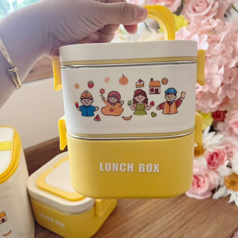 304正方形饭盒保温上班族带饭不锈钢保温学生便当盒餐盒1.17304 Square Lunch Box Insulated for Office Workers, Stainless Steel In