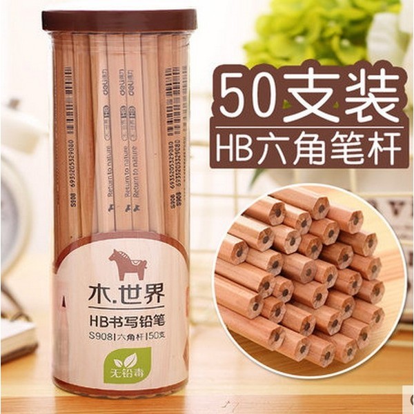 ดินสอ 2b กบเหลาดินสอ Deli Pencil HB Log Pencil Children Student Writing Pencil Triangle Rod 2B Penci