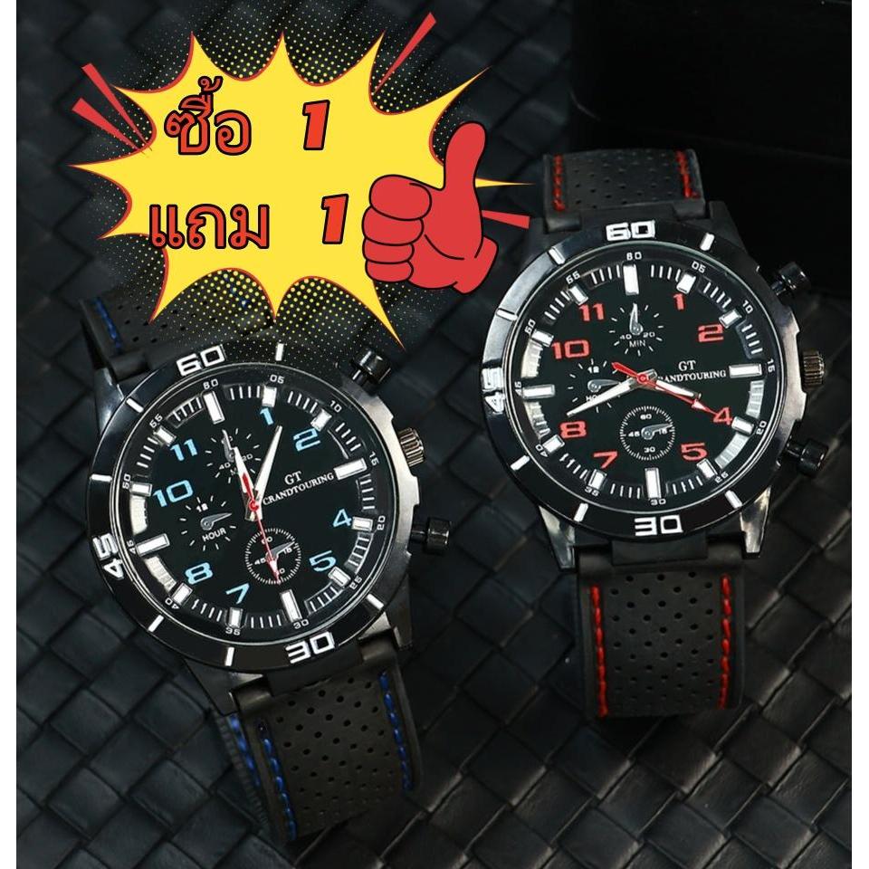 ซื้อ 1 แถม 1นาฬิกาซิลิโคน GT กันน้ำ unisex เงาด้านในสีดำนาฬิกากลไกรถสปอร์ตเหมาะสำหรับการค้าต่างประเทศนาฬิกาสปอร์ตขายร้อน