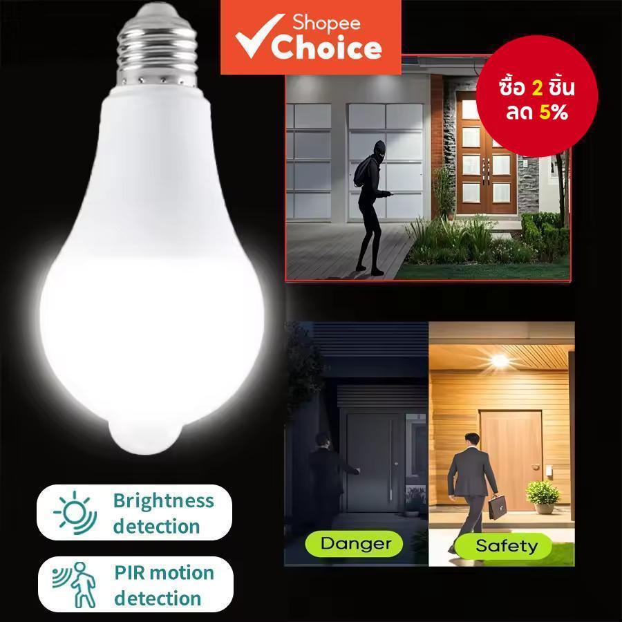 หลอดไฟ LED Motion Sensor - ไฟอัจฉริยะเปิด/ปิดอัตโนมัติ 12W สําหรับแสงรักษาความปลอดภัยภายในบ้าน