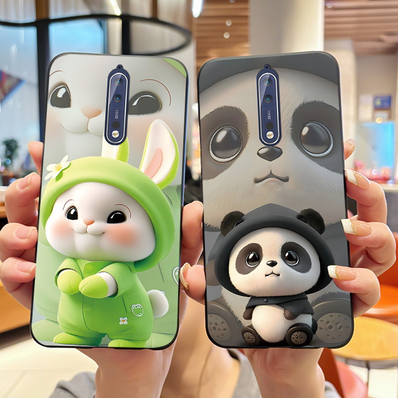เคสกันกระแทกสําหรับ โนเกีย 8 โชคดีน่ารักซิลิโคนอ่อนนุ่มสีดํากรณีขวดดริฟท์รูปแบบปลอกใส่โทรศัพท์สําหรับ โนเกีย 8 ซีรอคโค ปกหลัง