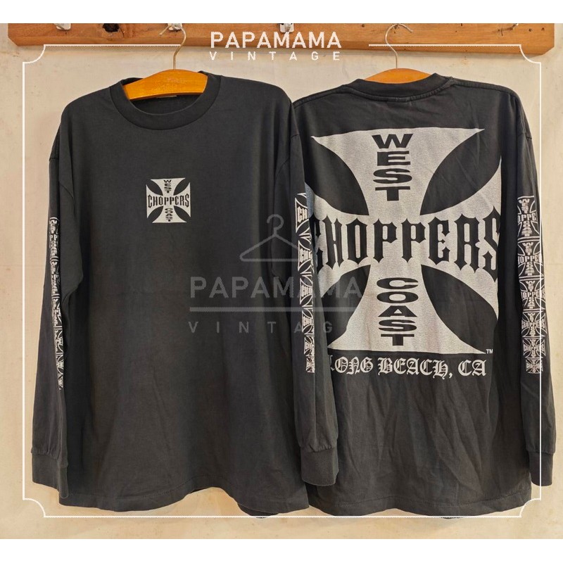 [ WEST COAST ] CHOPPERS Long Beach, CA  long sleeve Bio washed เสื้อวินเทจ เสื้อมอไซค์ บิ๊กไบค๋ papamama vintage shirt