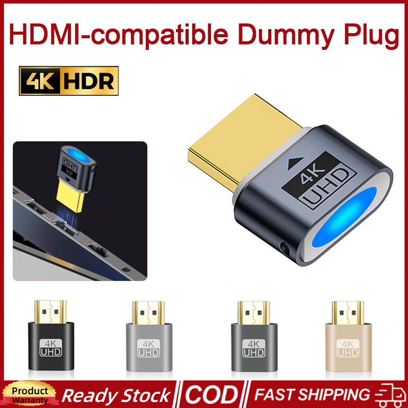 HDMI-เข้ากันได้กับ Dummy Plug 4K HDR Virtual Monitor EDID Emulator Headless Ghost Display Adapter รอ
