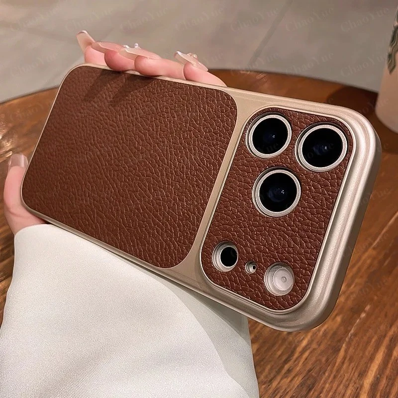 เคสโทรศัพท์ซิลิโคนเหลวลายหนังลิ้นจี่หรูหรา ใช้ได้กับ iPhone 17 16 15 14 13 12 11 Pro Max Plus เคสนุ่ม กันกระแทก TPU พร้อมขอบนุ่ม ปกป้องเครื่องและสวยงาม