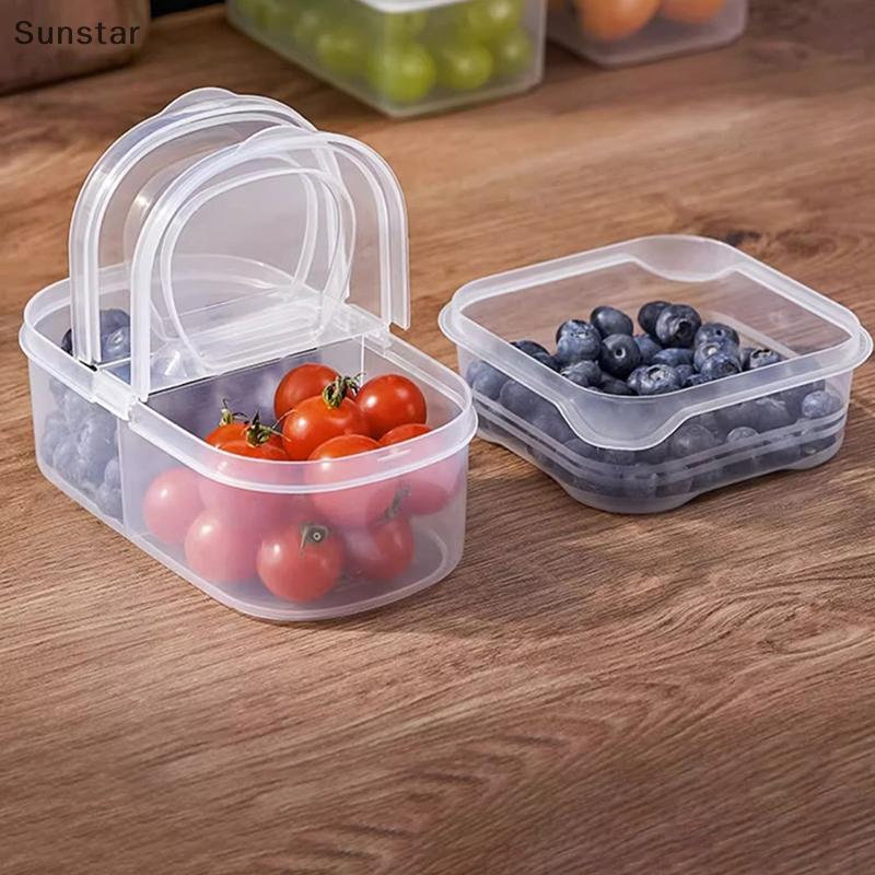 Sunstar ห้องครัวกล่องเครื่องปรุงรสกล่อง Doublepartment พร้อมฝาปิดปิดผนึก Jar ตู้เย็น Organizer กล่องสําหรับอาหารผลไม้ - รูปที่ 3
