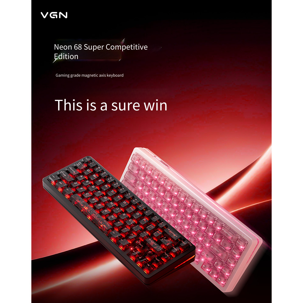 VGN Neon 68 Esports สวิตช์แม่เหล็กปะเก็นแป้นพิมพ์แบบกําหนดเอง RGB แบบถอดเปลี่ยนได้ร้อน