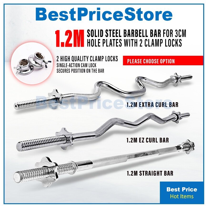 skokxinhnx — Barbell Gym เกรด 1.2m 1.5cm 1.8m Chrome Solid STRAIGHT / EZ CURL / EXTRA CURL Curve Sta