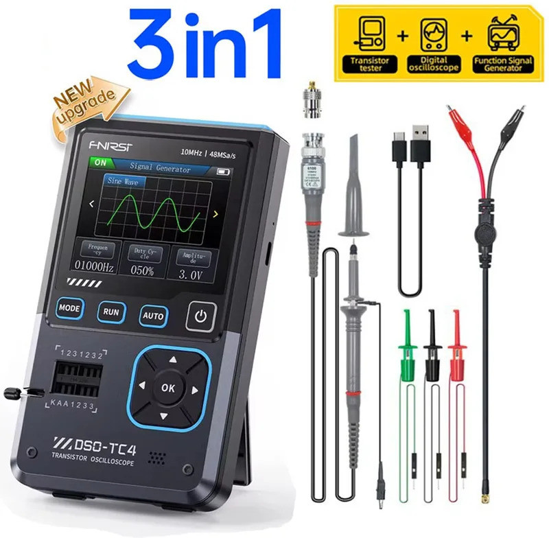 FNIRSI DSO-TC4/DSO-TC3 3 in 1 Digital Oscilloscope 10MHz 48Ms/s เครื่องทดสอบทรานซิสเตอร์ Electronics