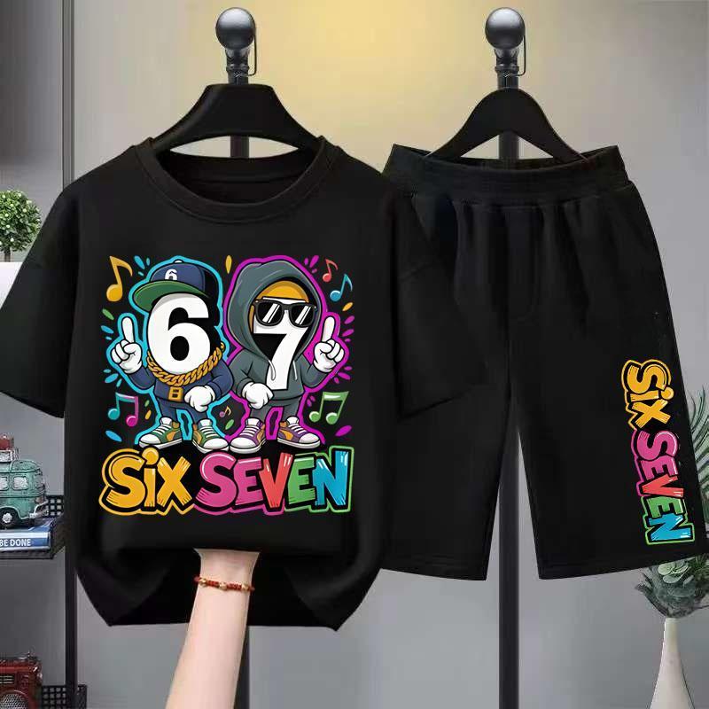 BOB [พร้อมส่ง] ชุดเด็กชาย kidsเสื้อยืดเด็ก  67 ลวดลายพิมพ์ เสื้อยืดเด็ก คอตตอน ชุดสูทเด็กผู้ชาย ชุดลำลอง 2 ชิ้น แฟชั่น ส