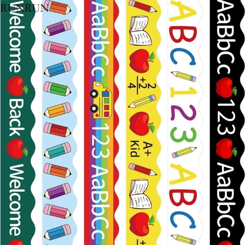 RUN 6 ชิ้น 123 พิมพ์ Bulletin Board Border Bulletin Border Trim ห้องเรียนชายแดน