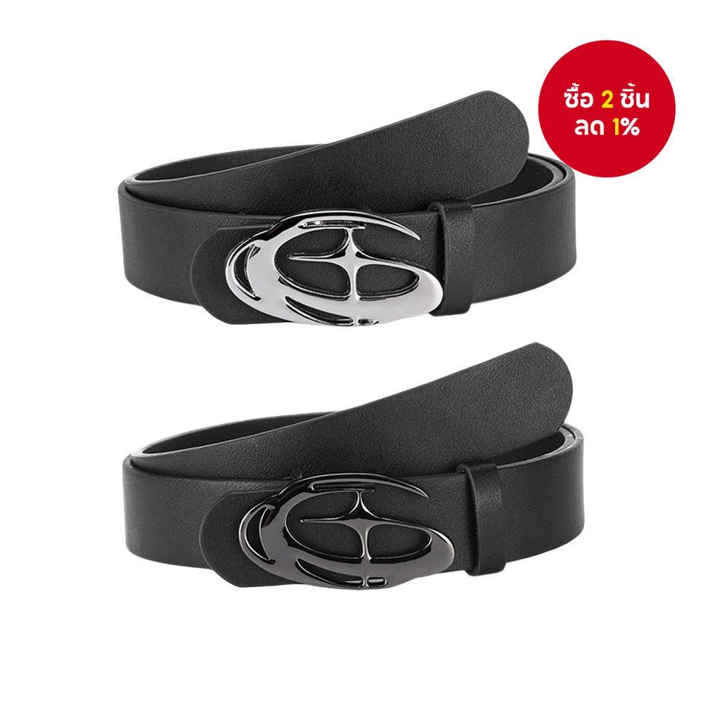 Y2K Punk เข็มขัดโลหะผสม Star Buckle เข็มขัดสองด้านคู่ Streetwear ของขวัญ
