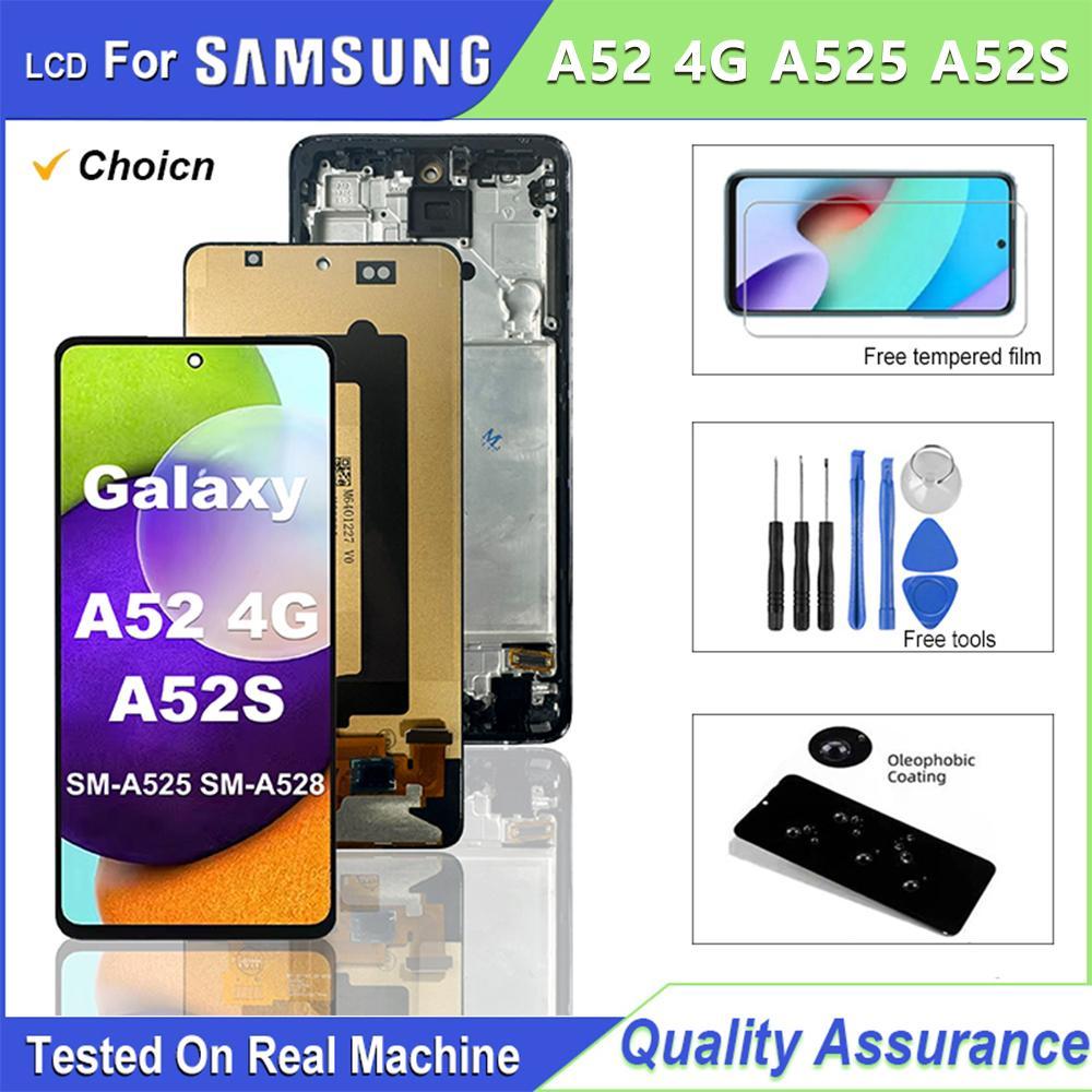 SAMSUNG 6.5 "OLED LCDสําหรับSamsung Galaxy A52 4G LCD A525 หน้าจอTouch Digitizer Assemblyเปลี่ยนสําห