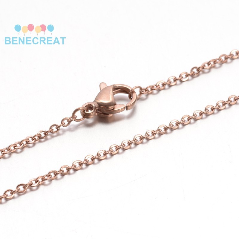 สร้อยคอมือสองชุบทองโรสโกลเด้น ทำจากสแตนเลสสตีลคุณภาพ.IP 304 ขนาด 17.7 นิ้ว (45 ซม.) กับคล้องแบบก้ามก