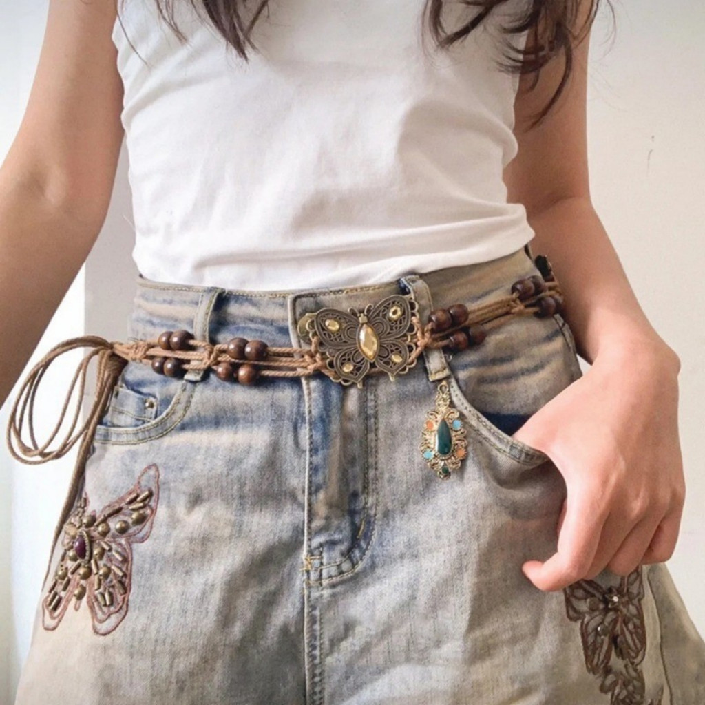 พร้อมส่ง! เข็มขัดโบฮีเมียน วินเทจ สายคาดเอว Belt bohemians เอวอุปกรณ์เสริมตกแต่ง  เครื่องประดับแฟชั่นผู้หญิง - รูปที่ 4