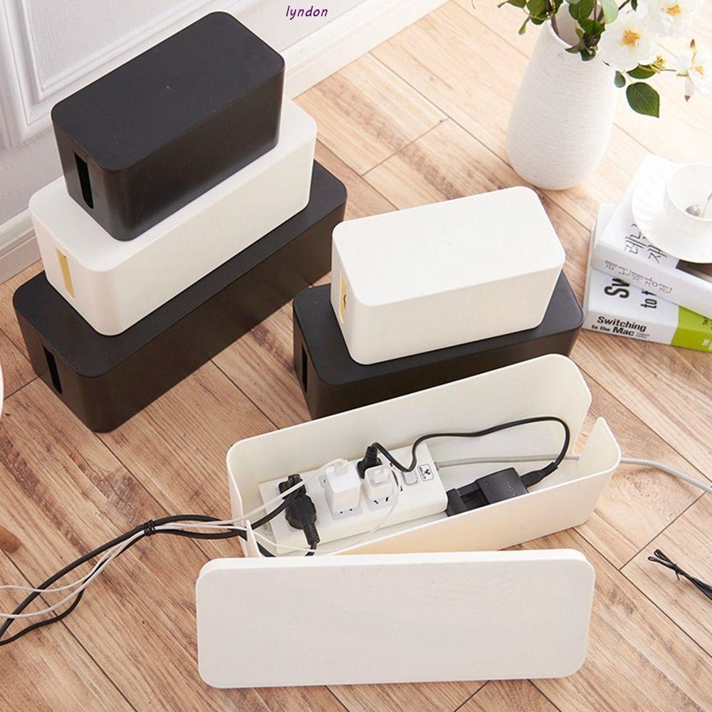 LYNDON Wire Case สะดวกพลาสติก Desktop Cable Finishing Hidden Dust White Line Storage Bin