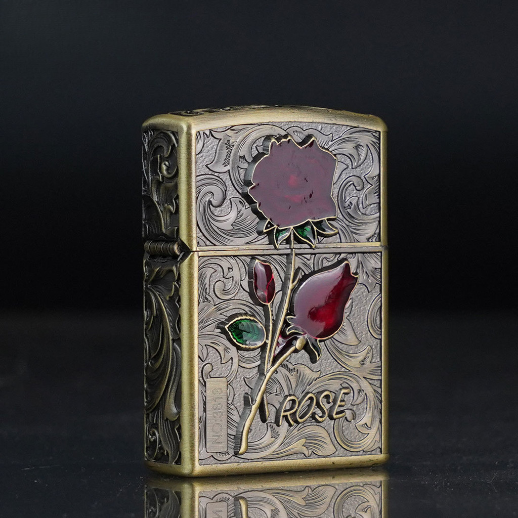 「⚡ขาดทุน!」   สีหลักกุหลาบบรอนซ์กุหลาบน้ำมันก๊าดไฟแช็กกันลมของขวัญเทศกาล Qixi /1 - รูปที่ 3