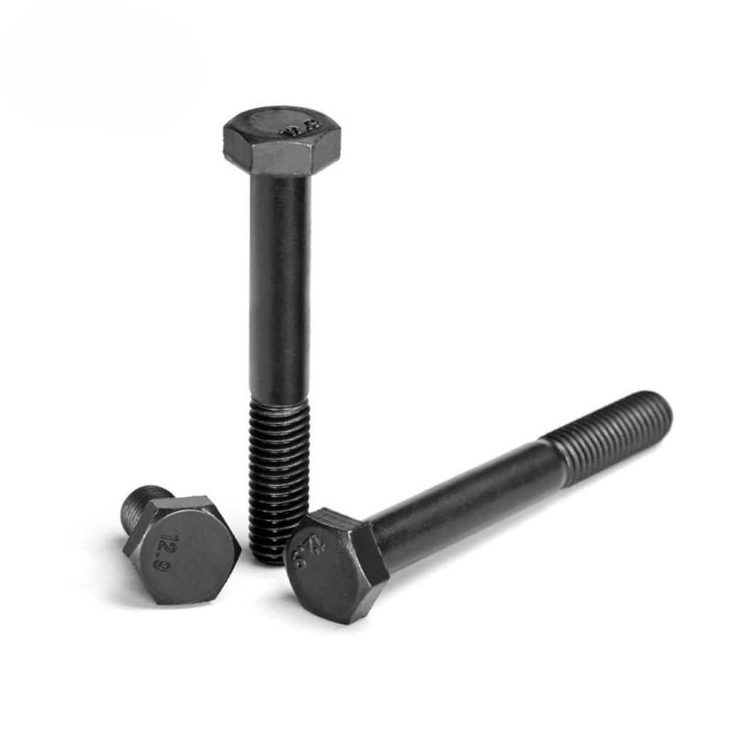 (เกรด 12.9 สีดําด้ายละเอียดสลักเกลียวหกเหลี่ยมภายนอกสกรูสลักเกลียวครึ่งเกลียว M10/M12/M14/M16/M20
