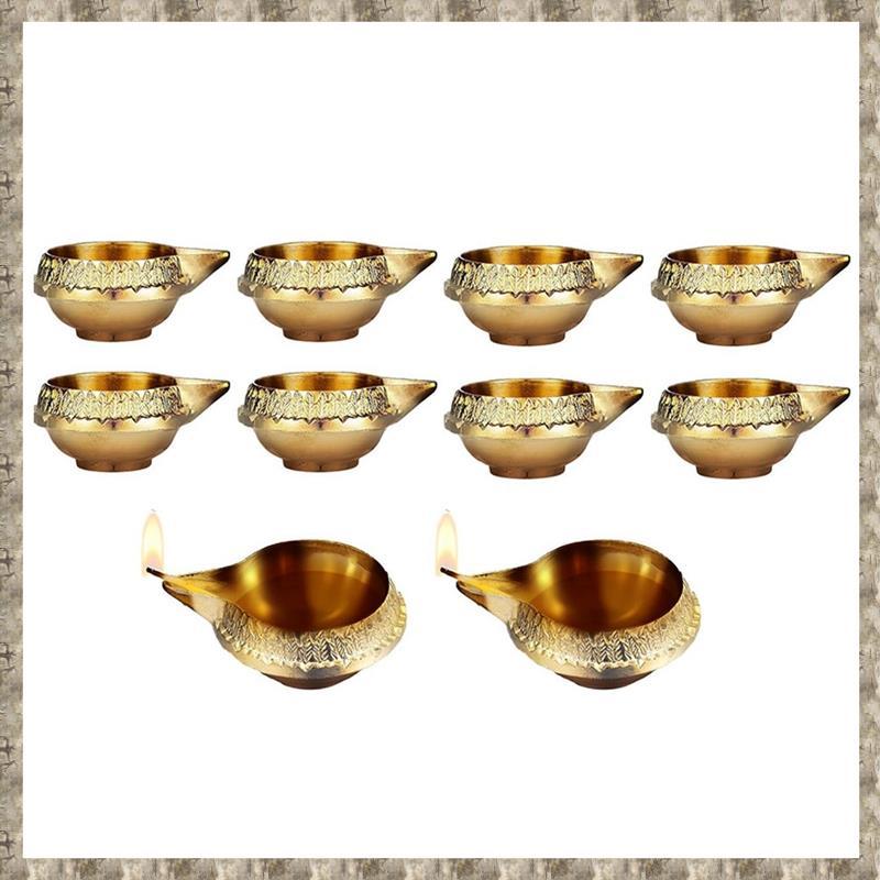 [zv0lma8i] โคมไฟน้ํามันโลหะโลหะผสมสําหรับตกแต่ง Diwali 10 ชิ้น Kuber Diya สําหรับ Diwali Diya Vilakk